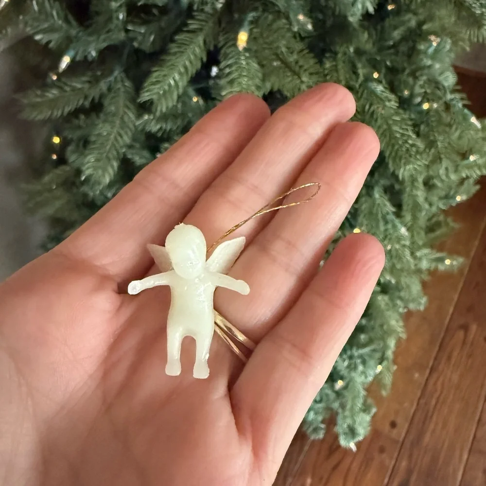 Vintage 1971 Tiny Cream Angel Cherub Ornament